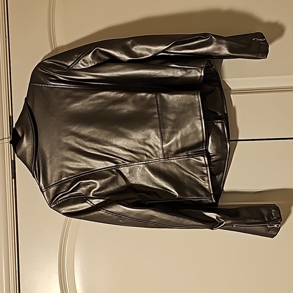 EUC Moto Faux Leather Metallic Moto Jacket size 0 - Picture 4 of 9